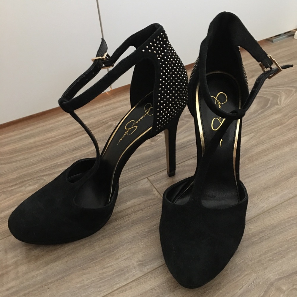 Black/gold Mary Jane heel